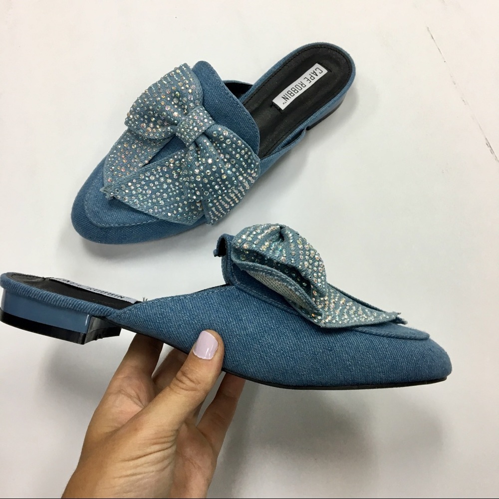 Denim rhinestone bow mule - Picture 5 of 8